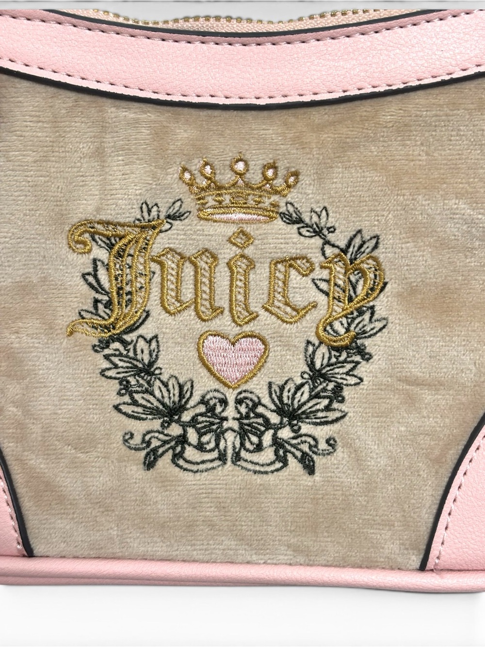Juicy Couture Brown & Pink Velour Heritage Crest Shoulder Bag - Picture 4 of 6
